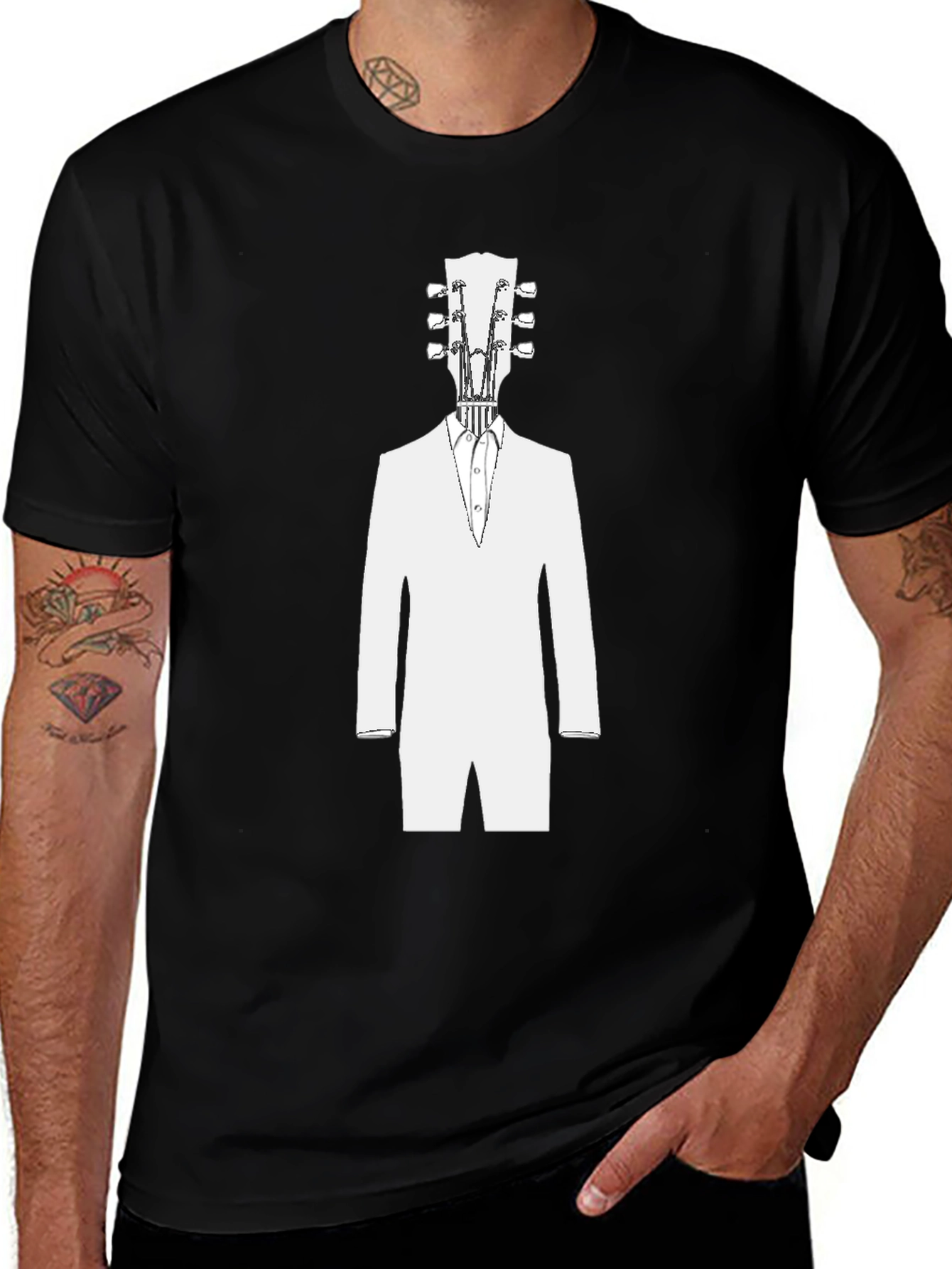 Guitar Head Tuxedo T-Shirt - Cool Musician Tee