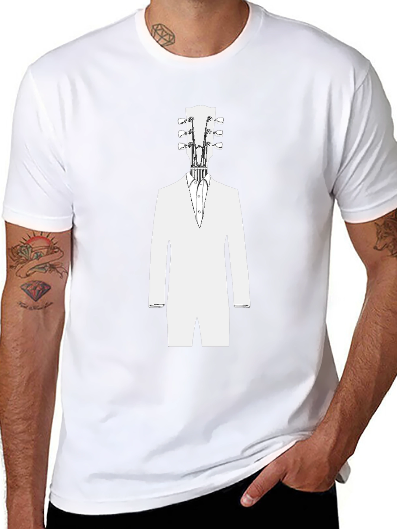 Guitar Head Tuxedo T-Shirt - Cool Musician Tee