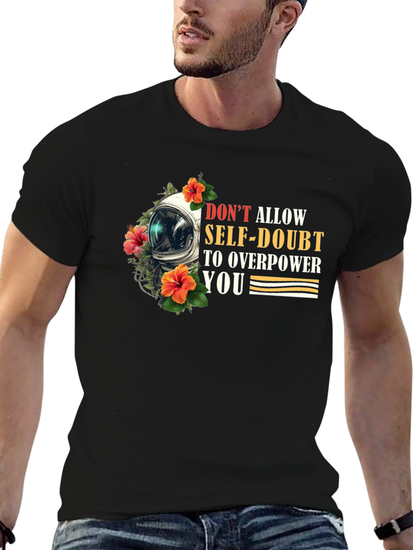 Motivational Astronaut Floral Graphic T-Shirt