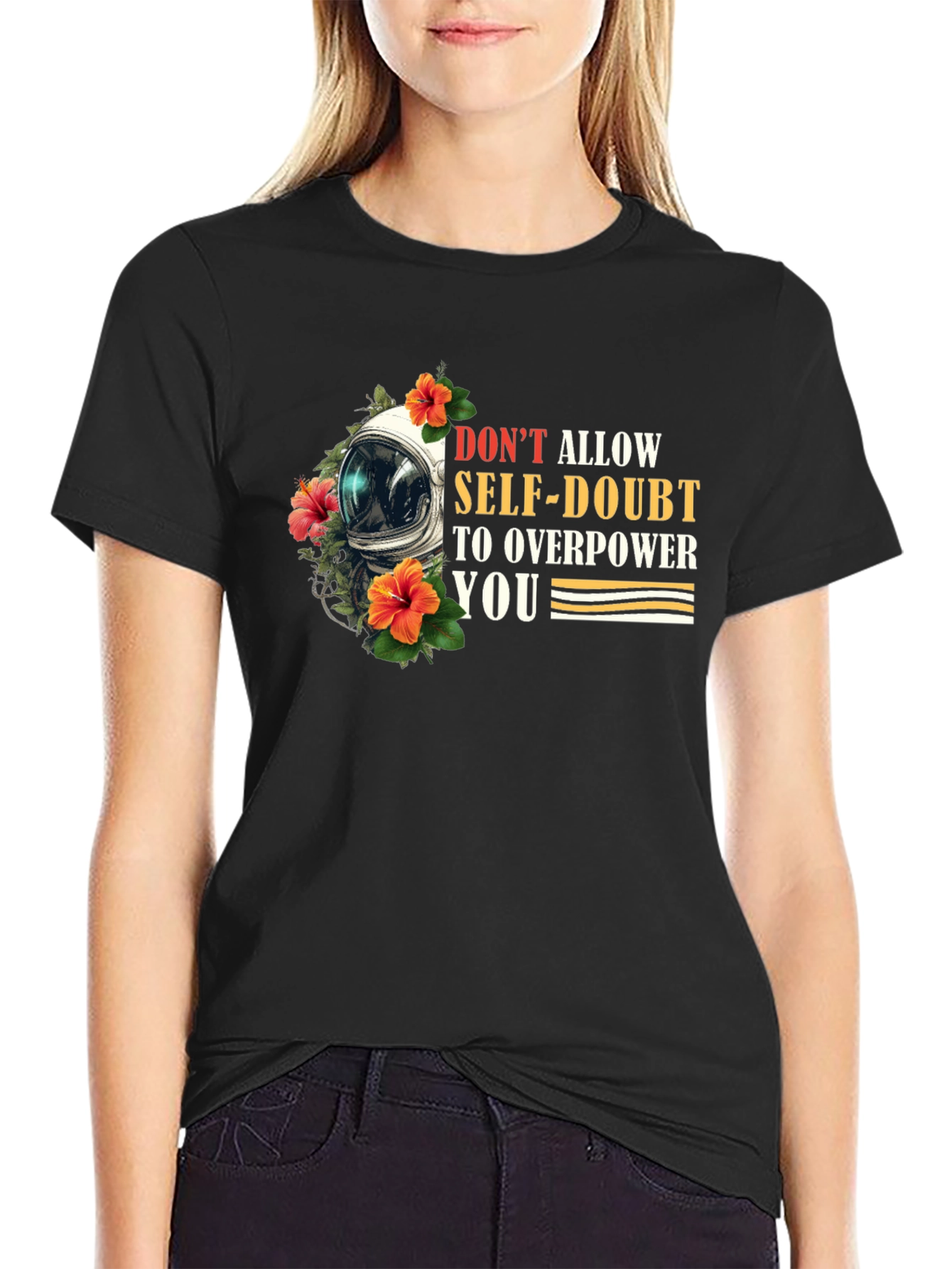 Motivational Astronaut Floral Graphic T-Shirt
