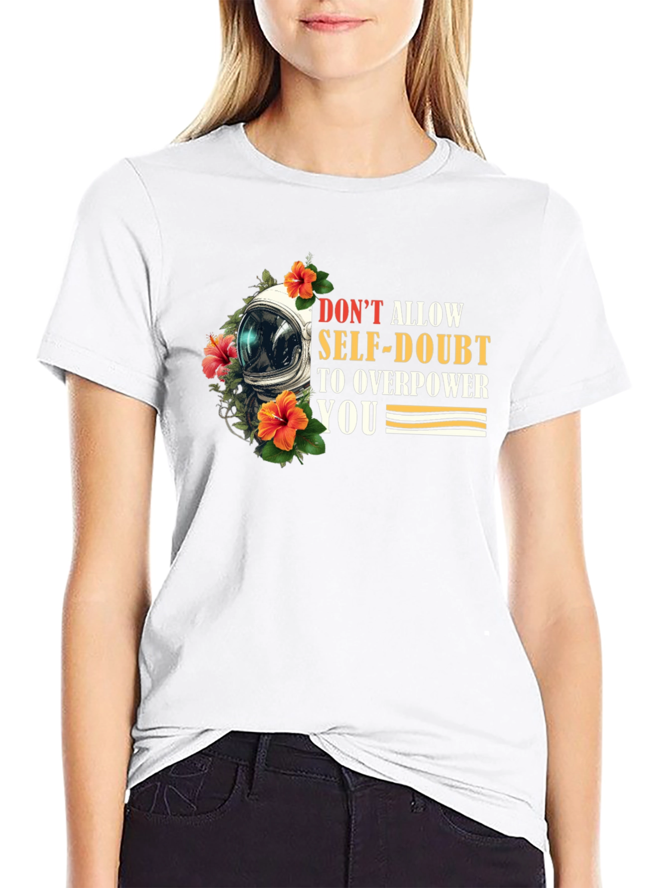 Motivational Astronaut Floral Graphic T-Shirt