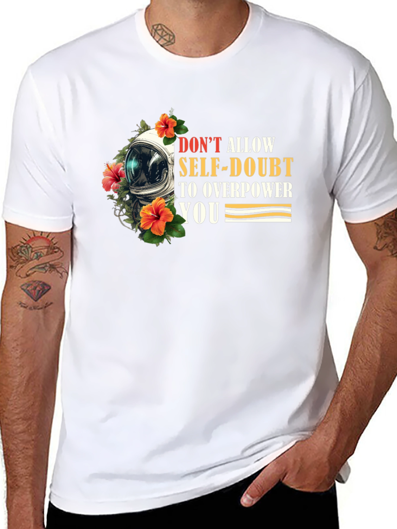 Motivational Astronaut Floral Graphic T-Shirt