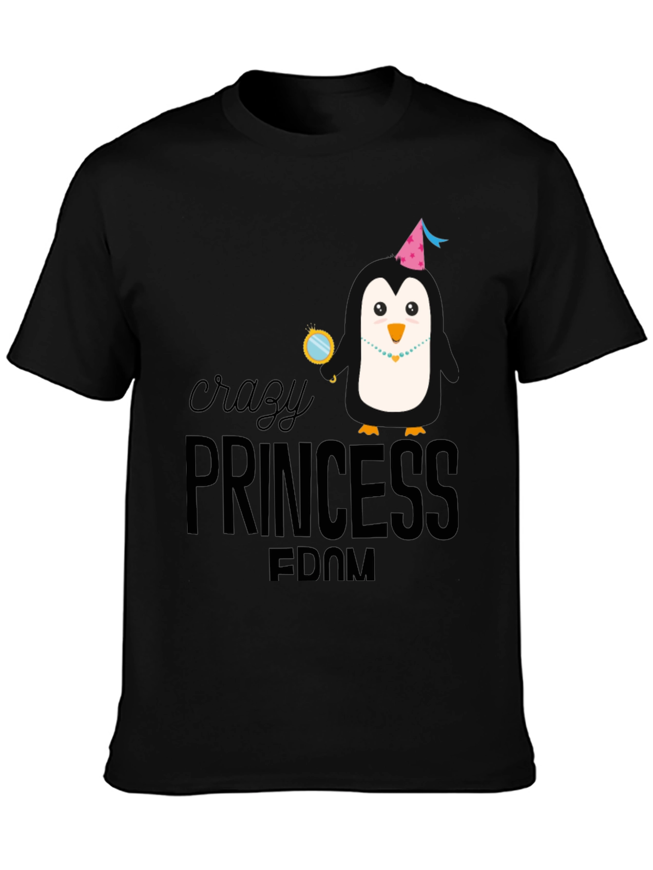 Crazy Princess Penguin Graphic T-Shirt