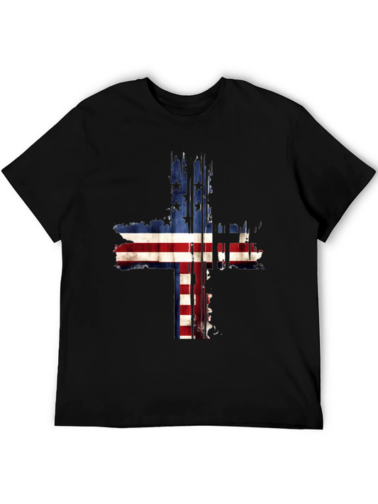 American Flag Cross Graphic Tee