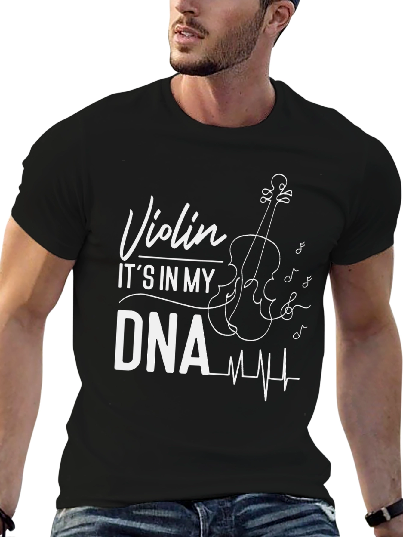 Violin DNA Black Graphic Tee - Musician Gift