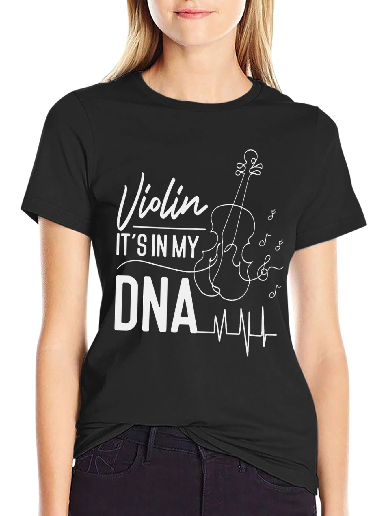 Violin DNA Black Graphic Tee - Musician Gift