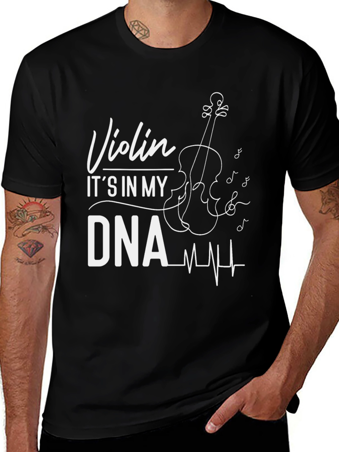 Violin DNA Black Graphic Tee - Musician Gift