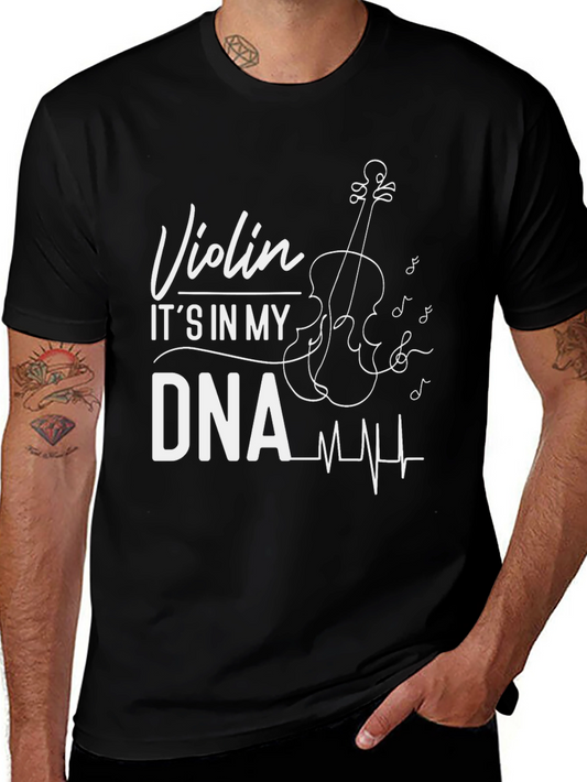 Violin DNA Black Graphic Tee - Musician Gift