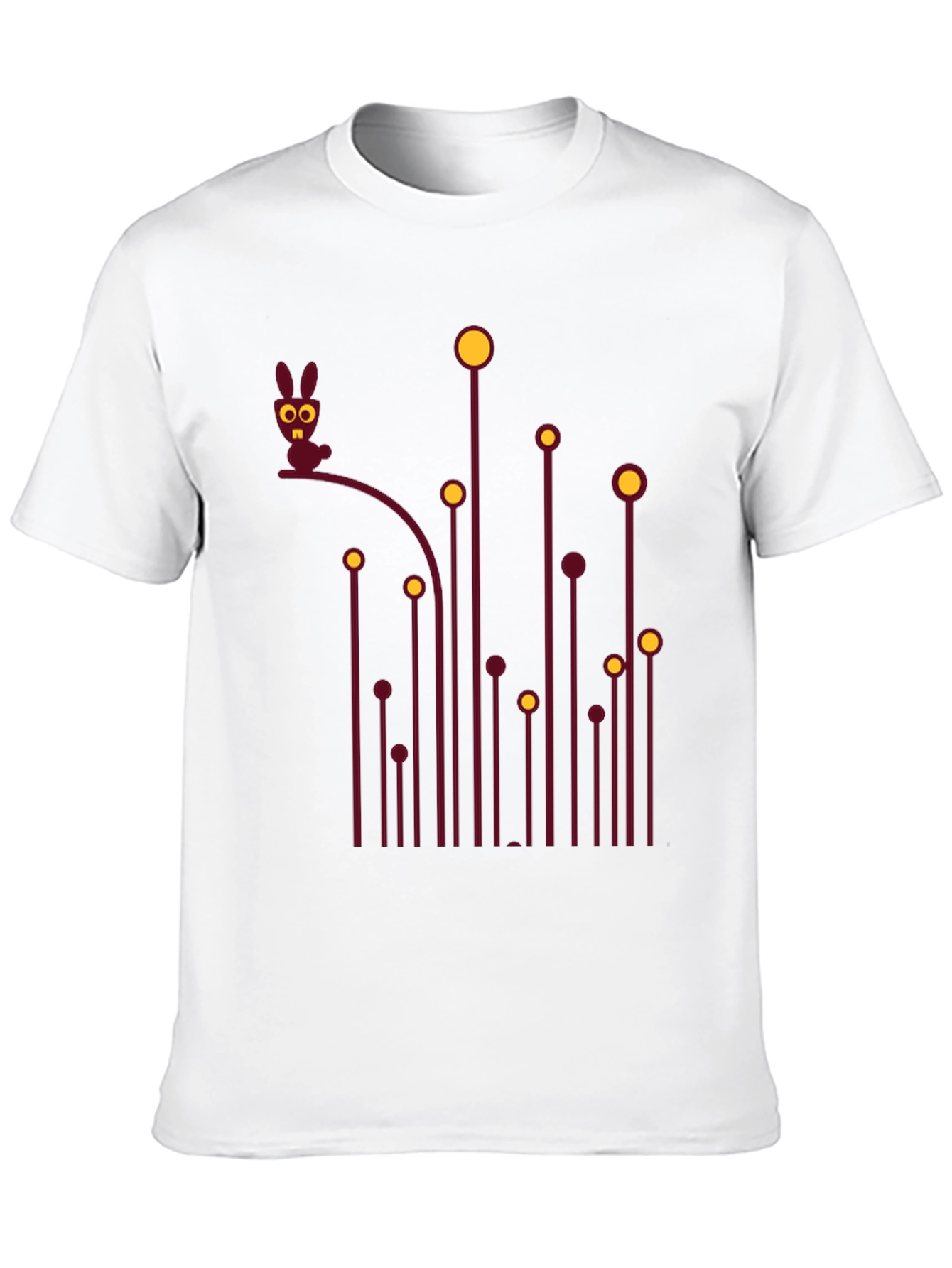 Whimsical Bunny Graphic Tee - Black Cotton T-Shirt