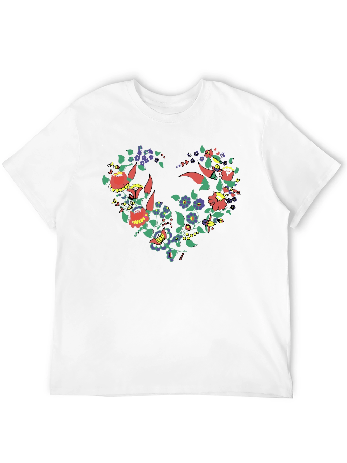 Floral Heart Graphic Tee - Stylish Black T-Shirt