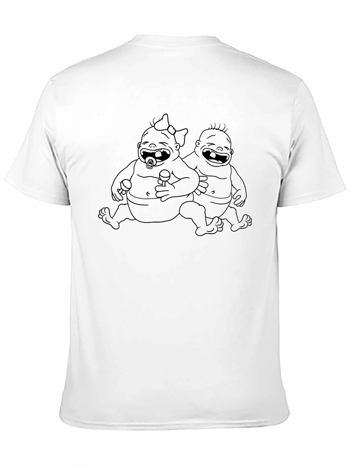 Humorous Baby Twins Graphic T-Shirt