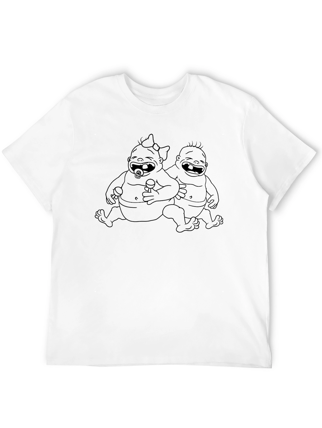 Humorous Baby Twins Graphic T-Shirt