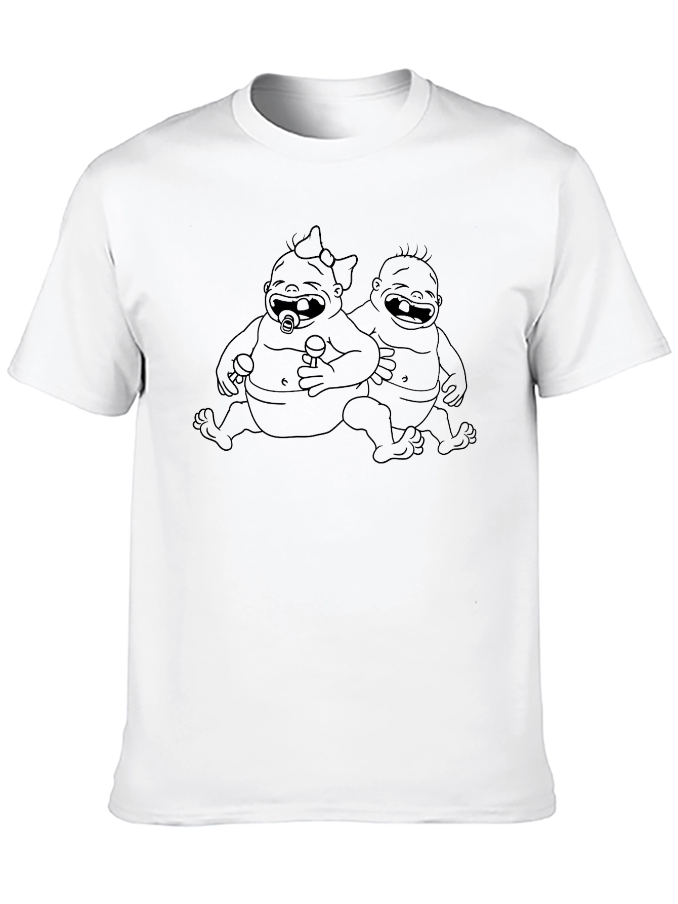 Humorous Baby Twins Graphic T-Shirt