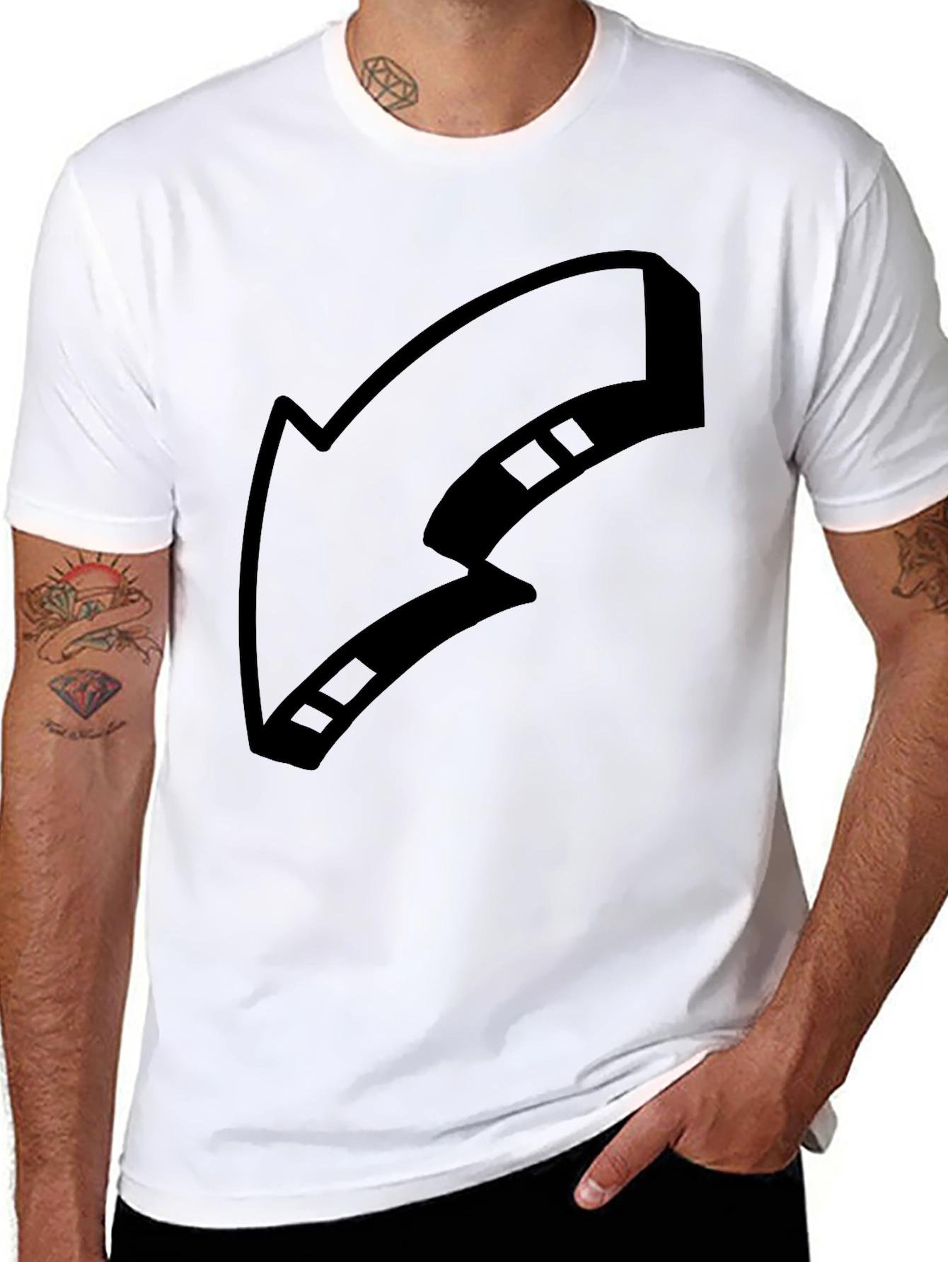 Black T-Shirt with Arrow Graphic Print