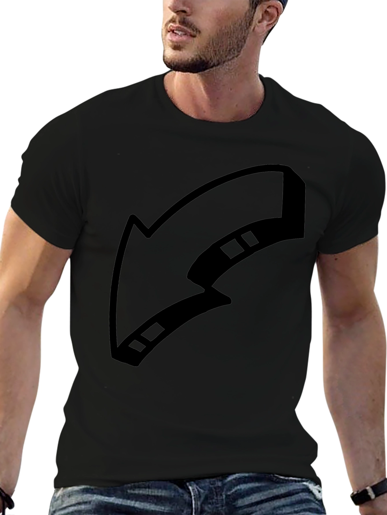 Black T-Shirt with Arrow Graphic Print