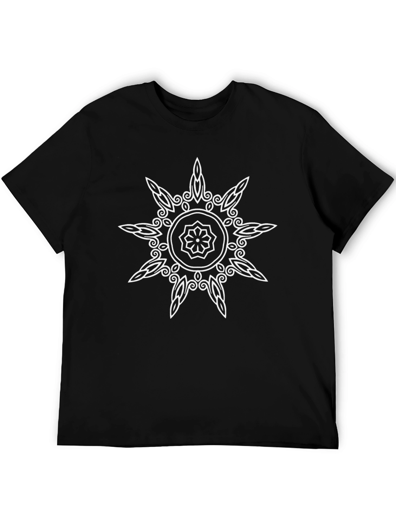 Black Tee with Mandala Star Design