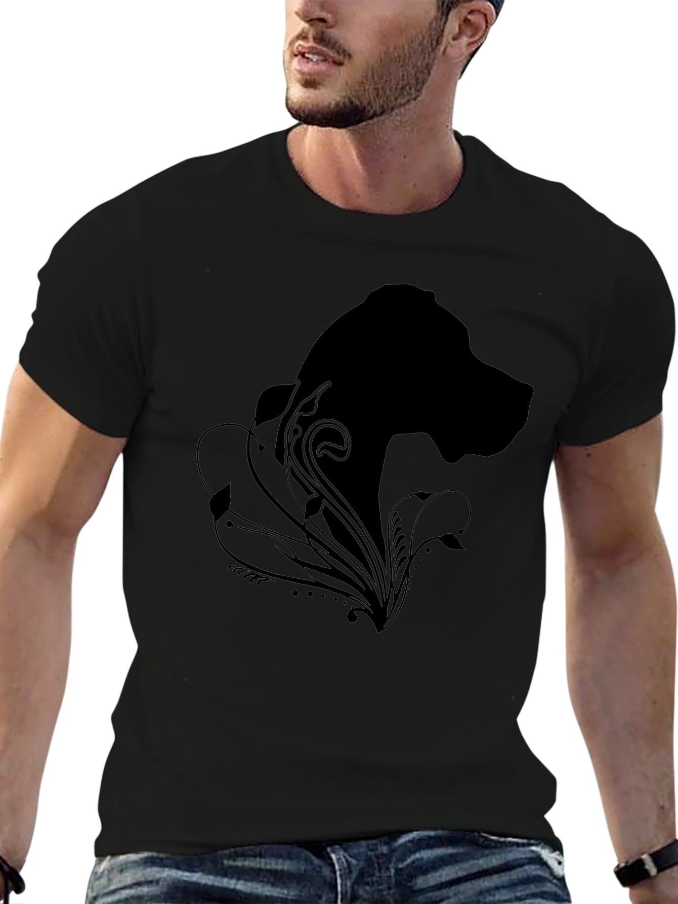 Black Dog Silhouette Graphic Tee - Stylish Comfort