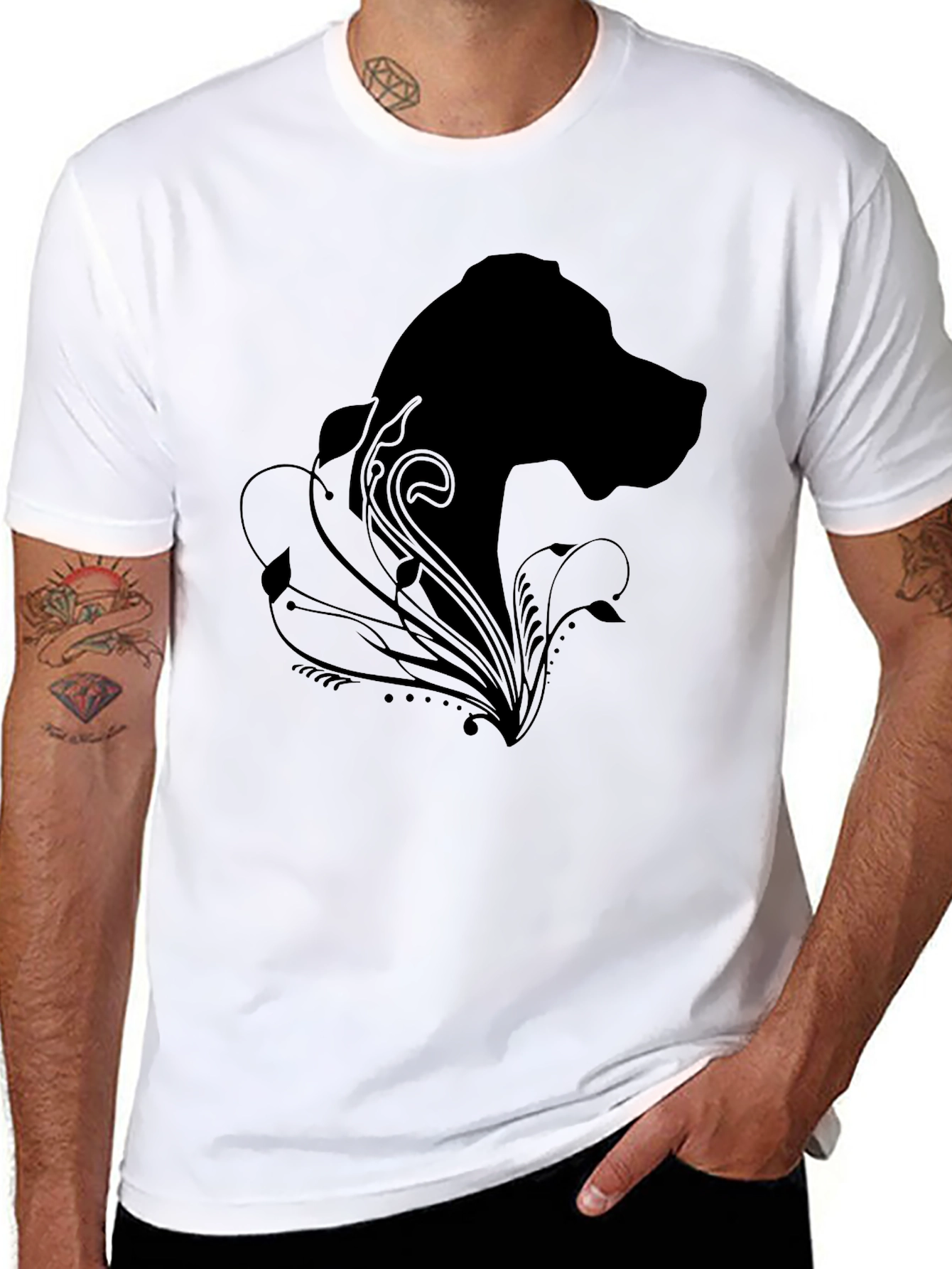 Black Dog Silhouette Graphic Tee - Stylish Comfort
