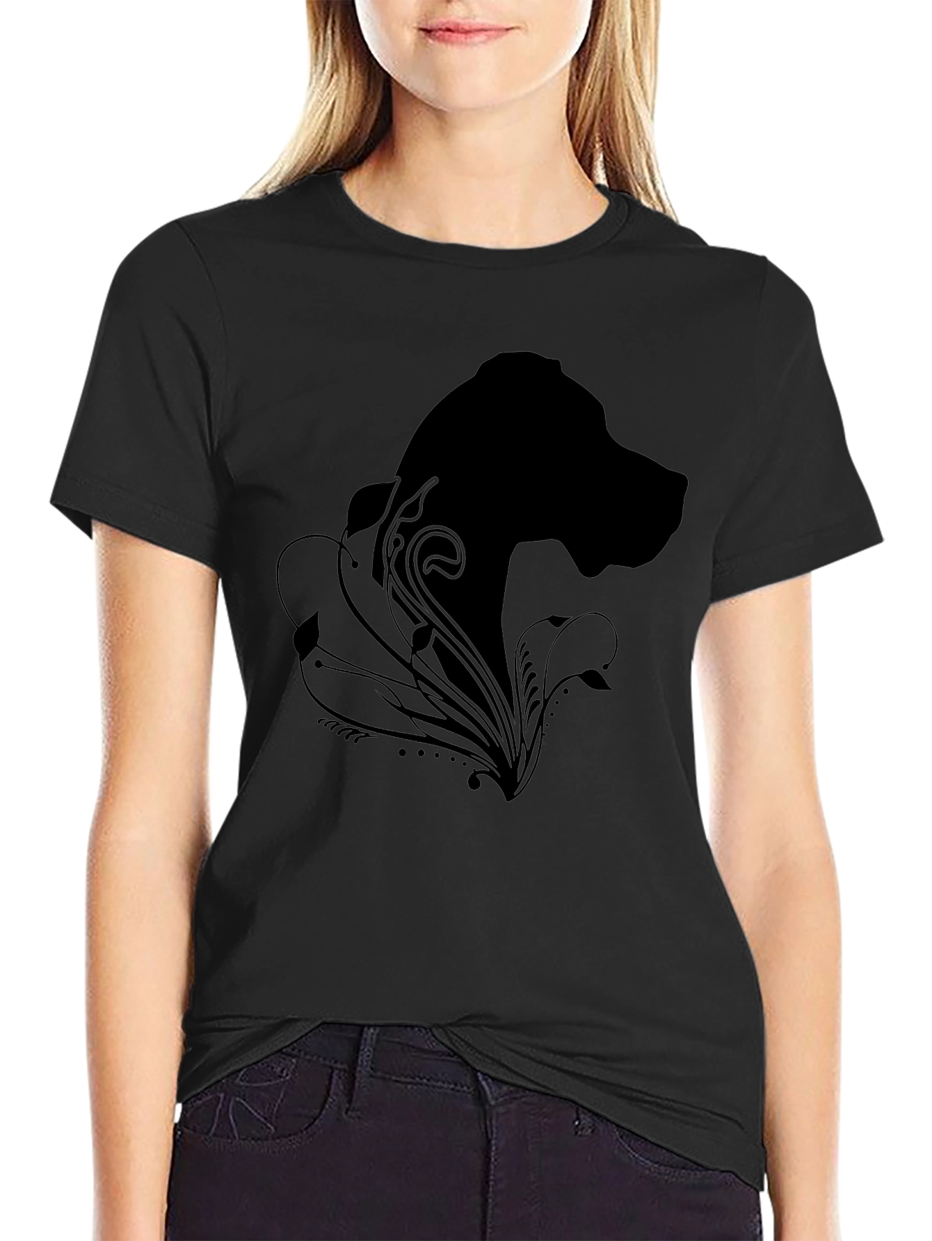 Black Dog Silhouette Graphic Tee - Stylish Comfort