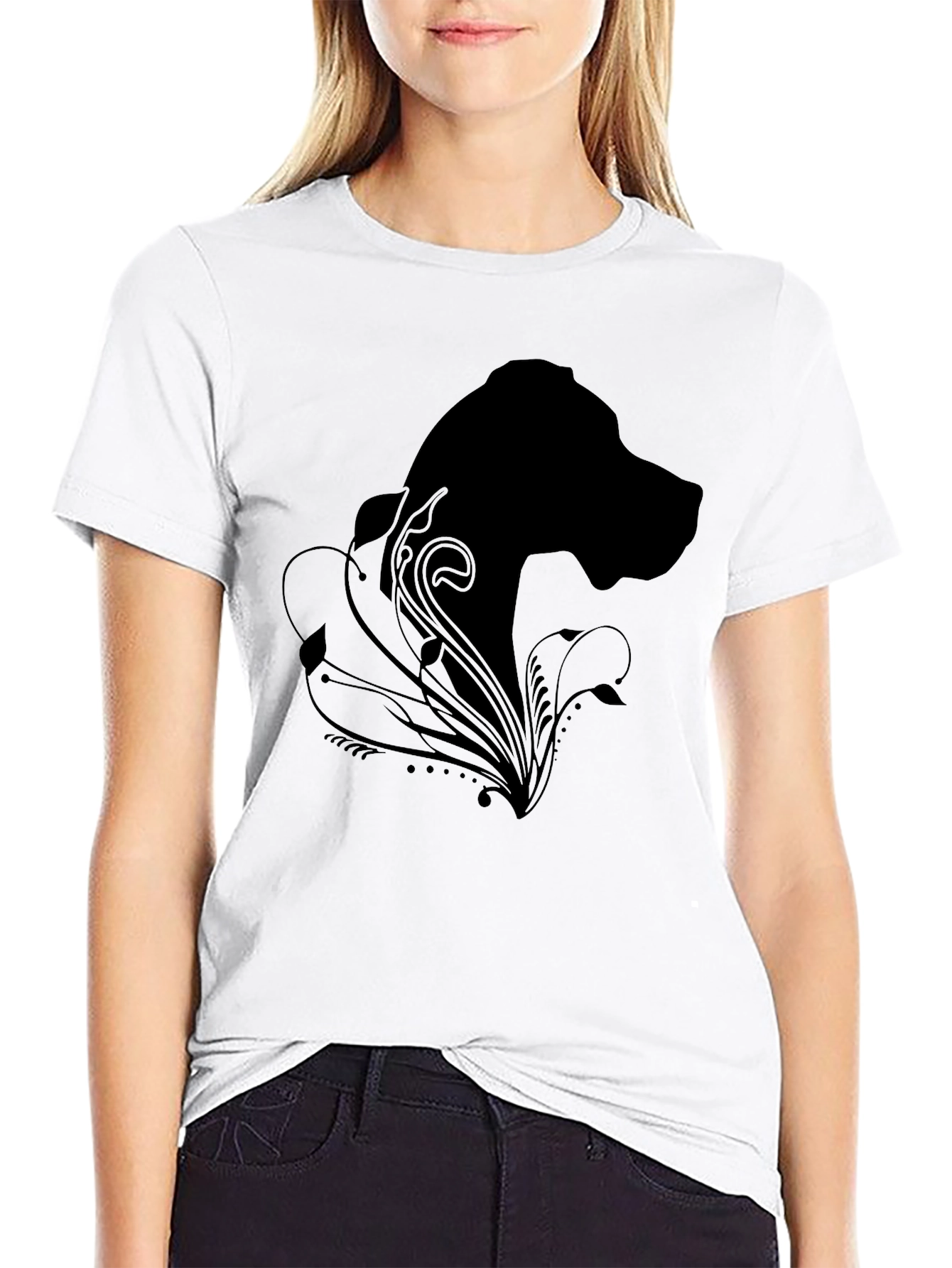 Black Dog Silhouette Graphic Tee - Stylish Comfort