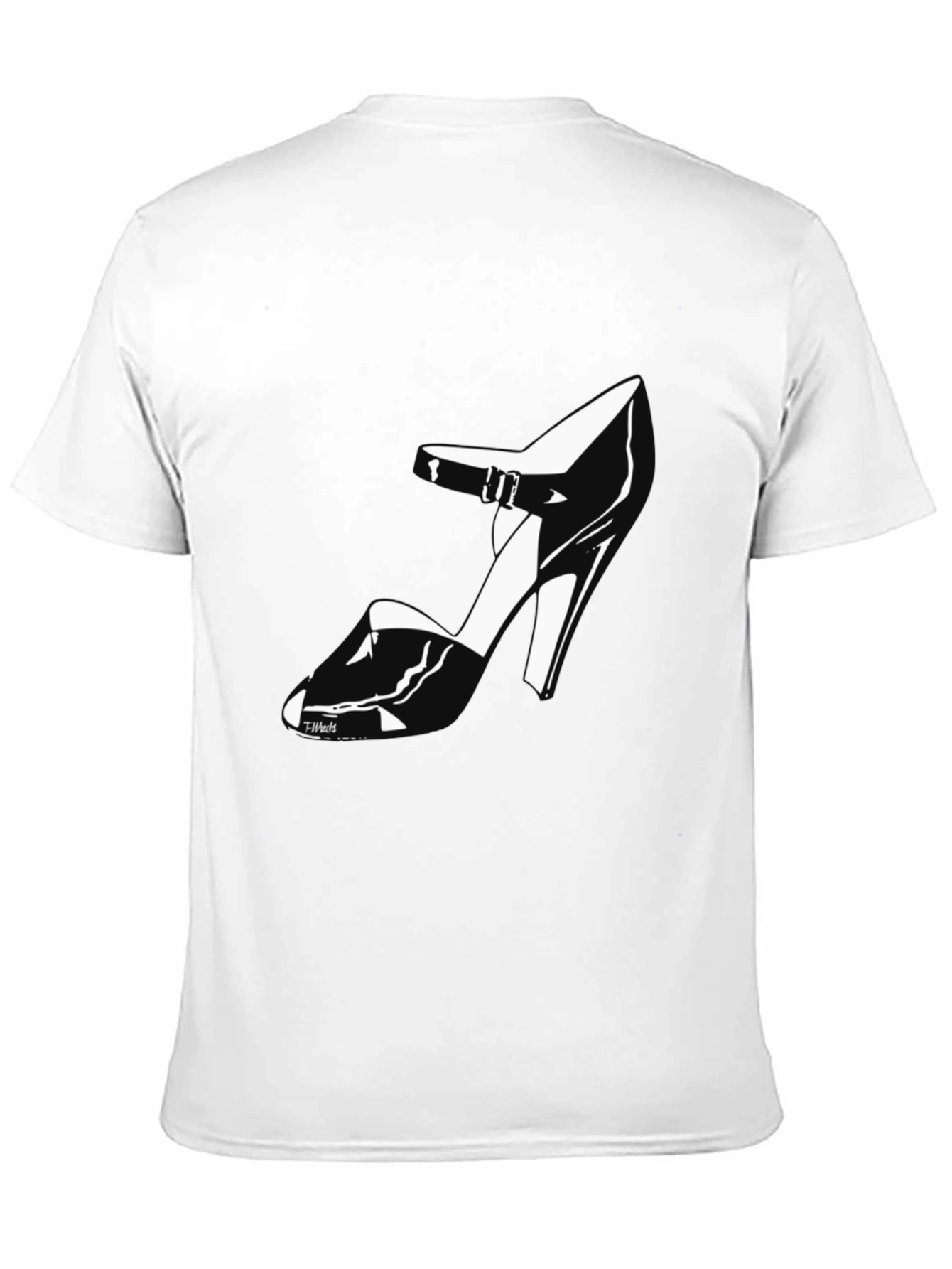 Black T-Shirt with High Heel Shoe Design