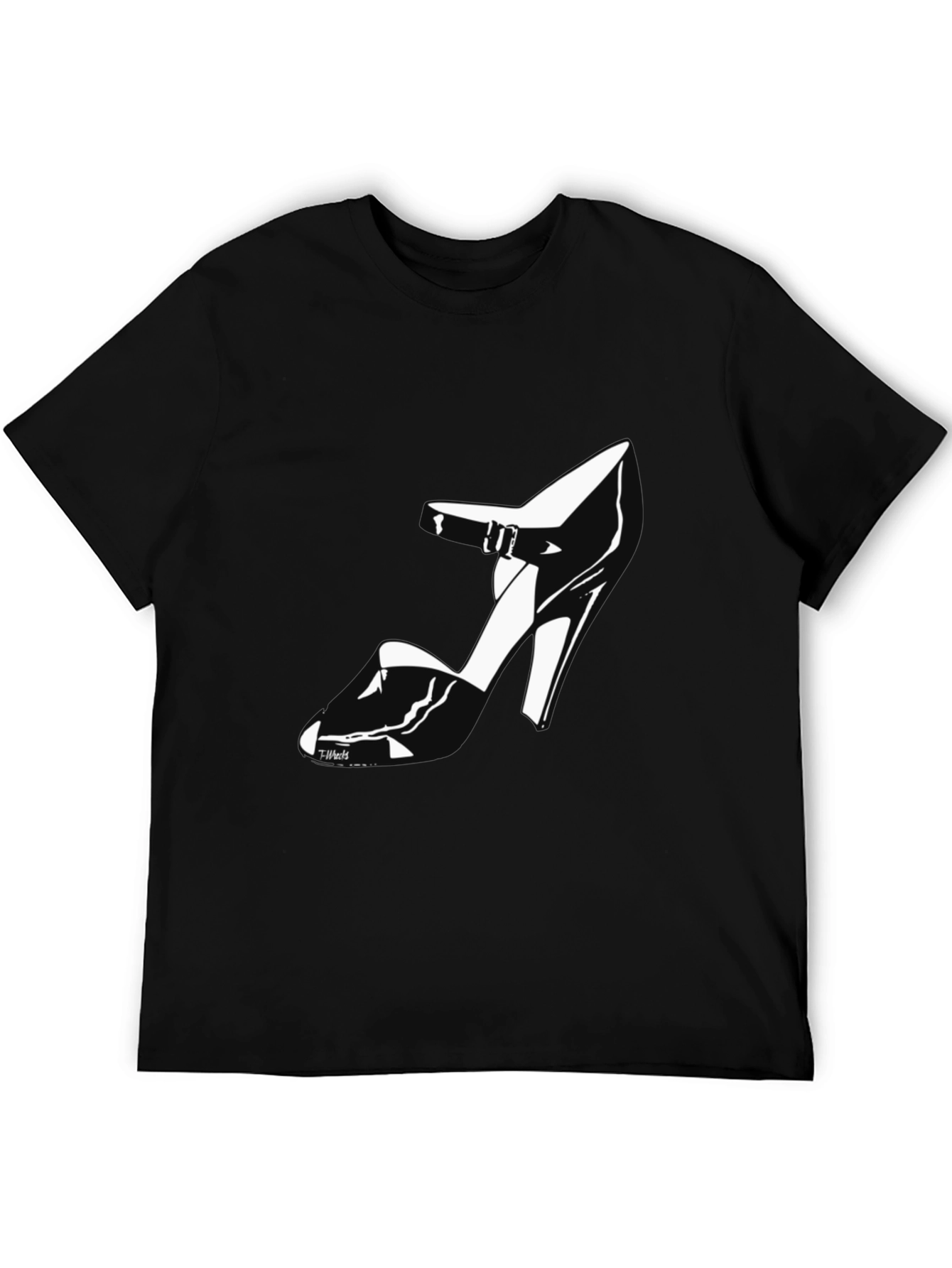 Black T-Shirt with High Heel Shoe Design