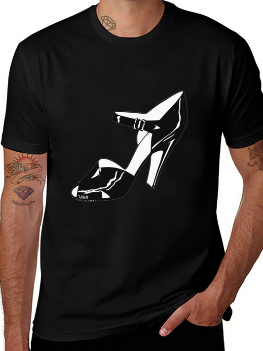 Black T-Shirt with High Heel Shoe Design