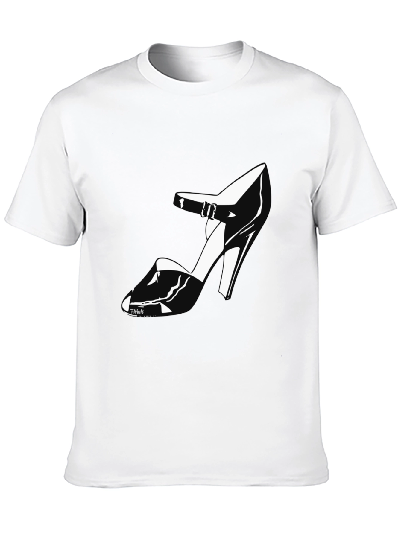 Black T-Shirt with High Heel Shoe Design