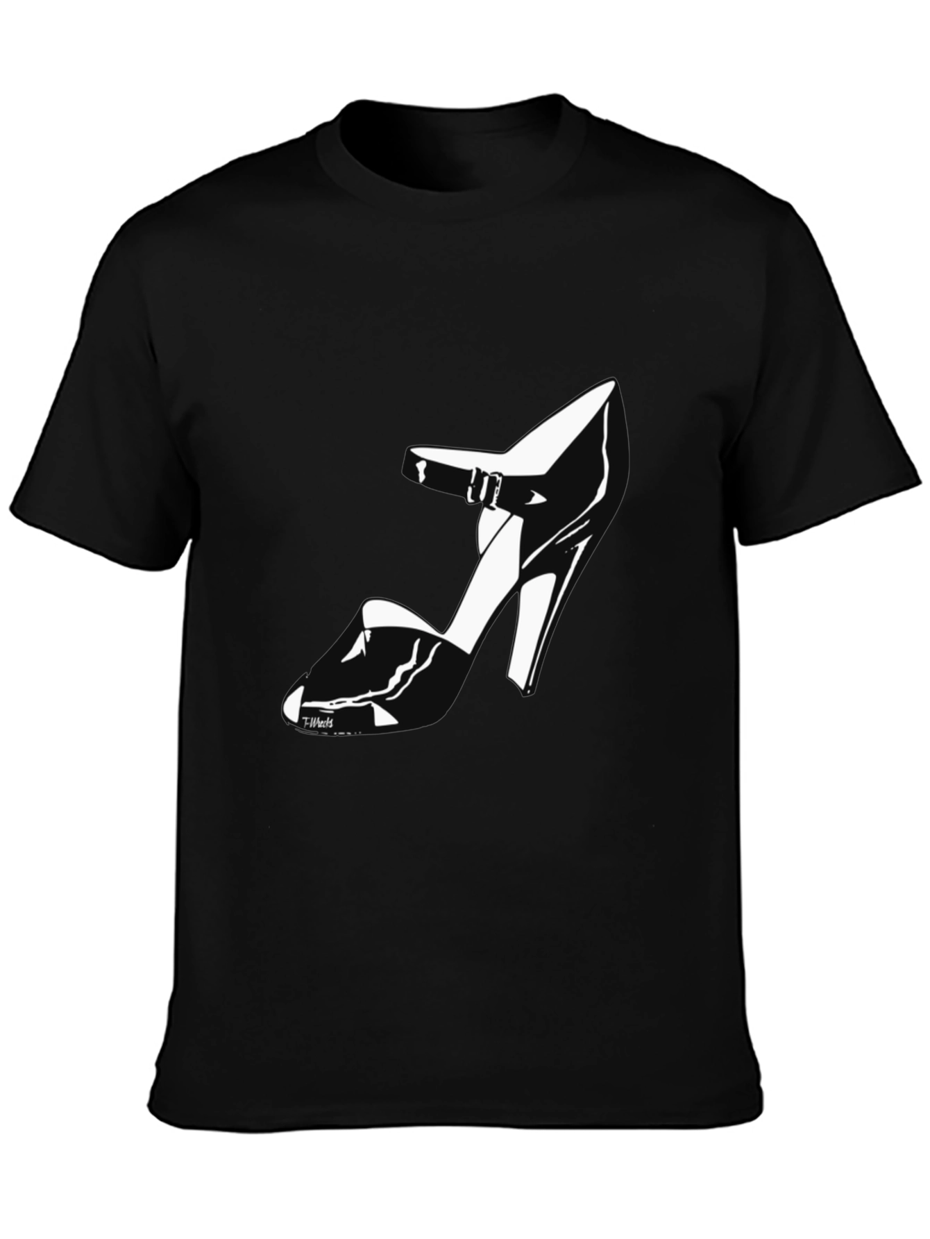 Black T-Shirt with High Heel Shoe Design