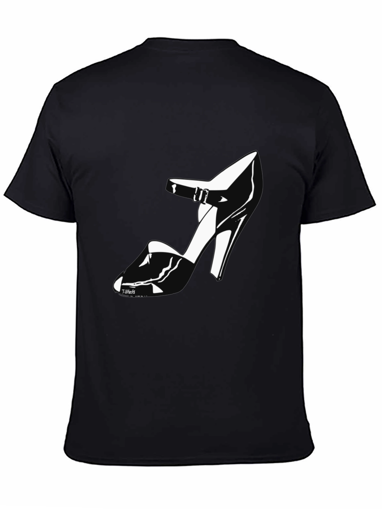 Black T-Shirt with High Heel Shoe Design