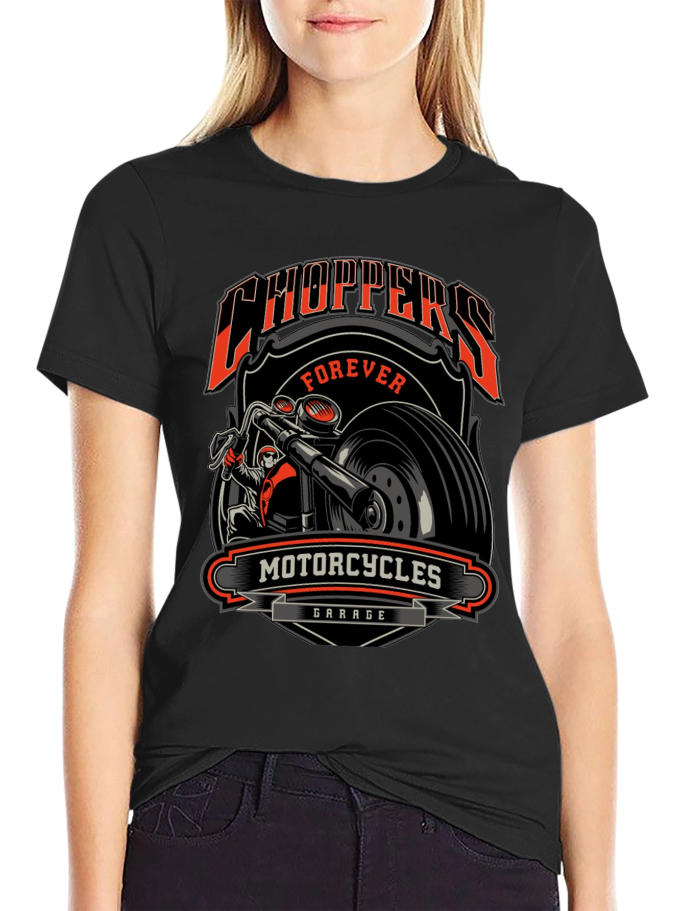 Choppers Forever Motorcycle Garage Graphic Tee