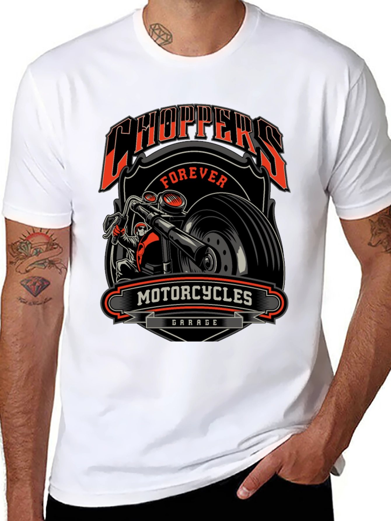 Choppers Forever Motorcycle Garage Graphic Tee