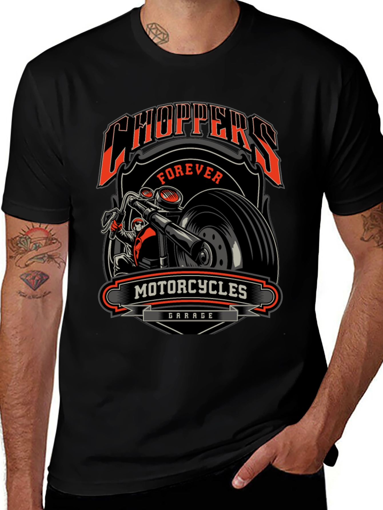 Choppers Forever Motorcycle Garage Graphic Tee