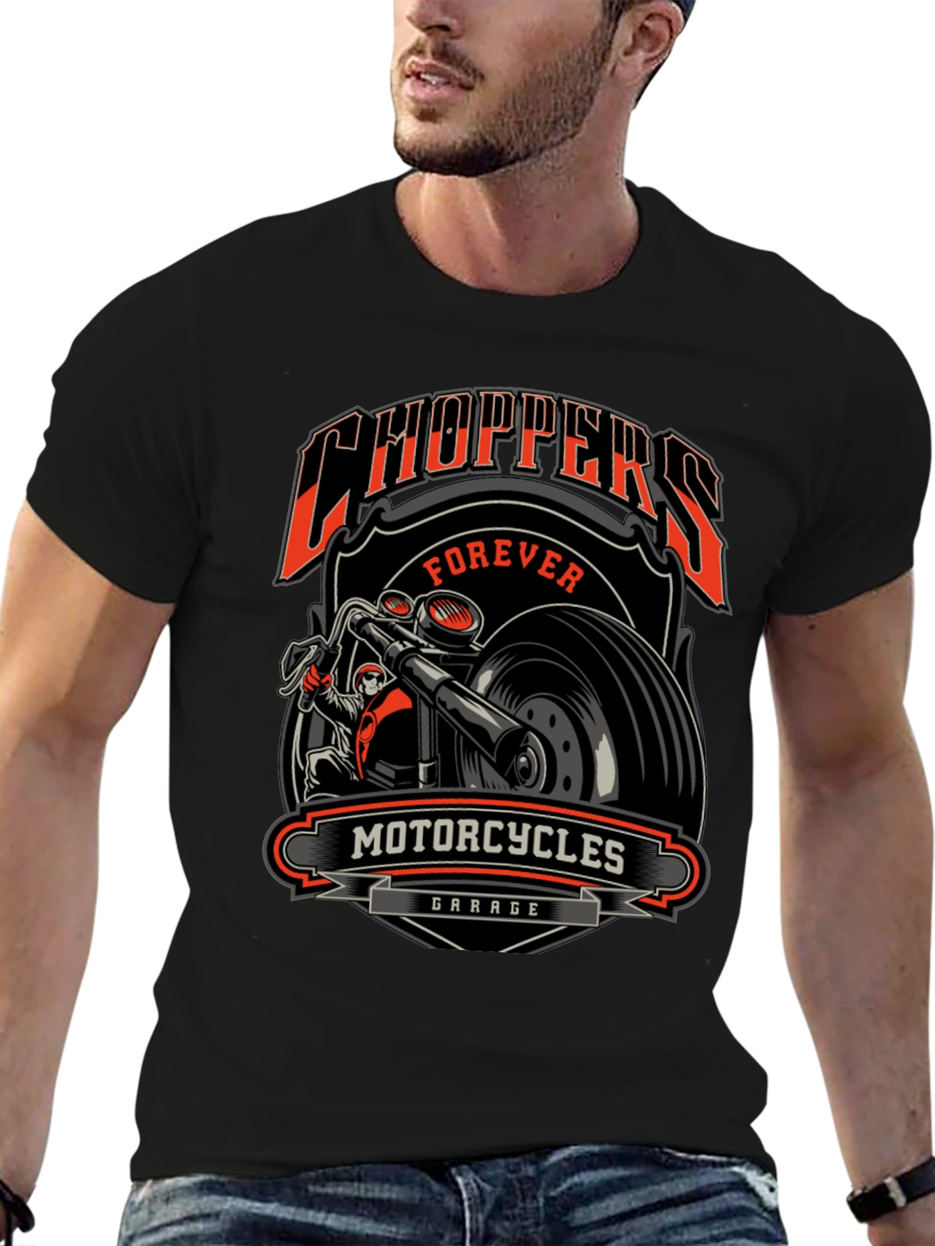 Choppers Forever Motorcycle Garage Graphic Tee