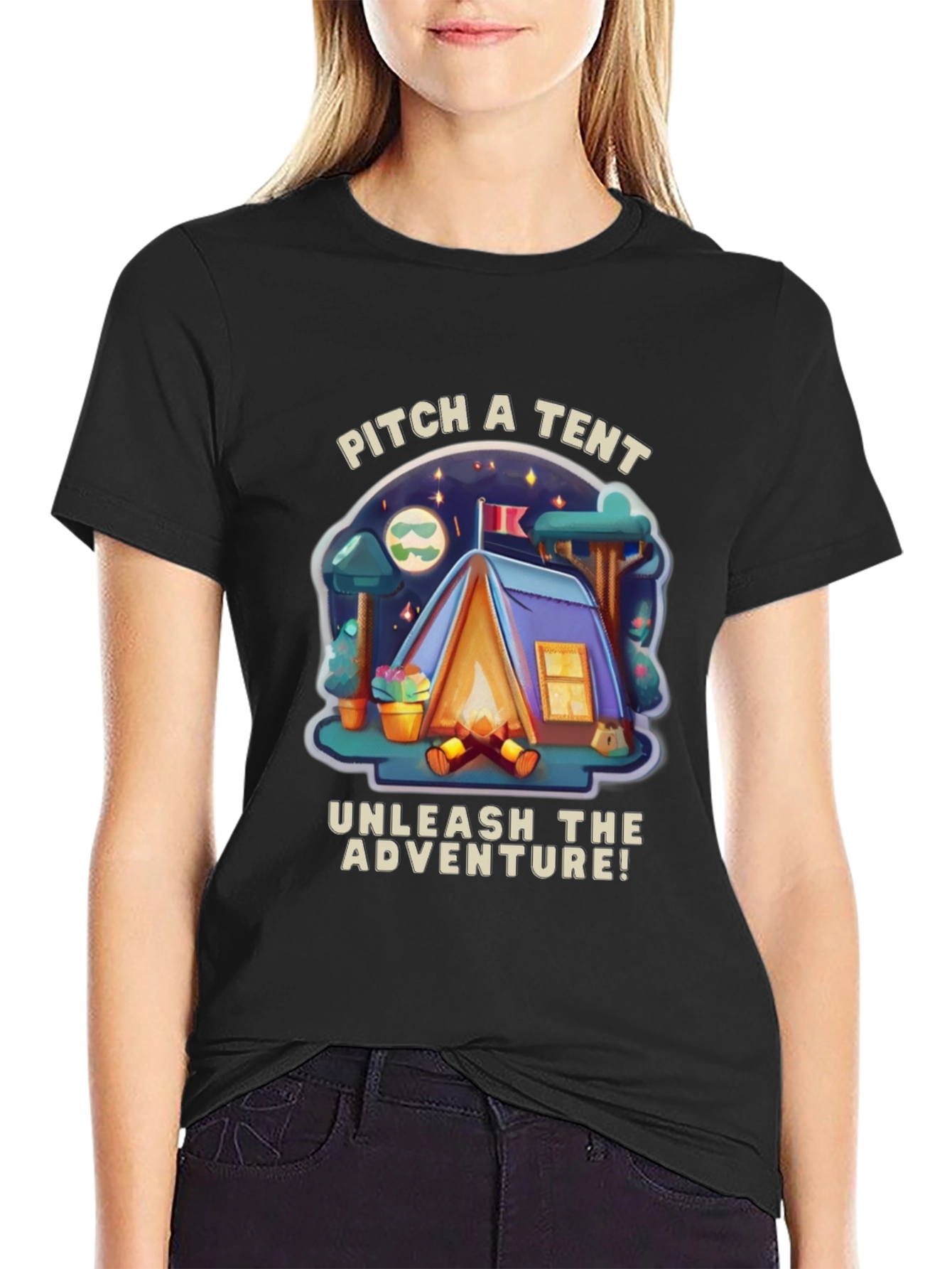 Pitch a Tent Adventure Graphic T-Shirt