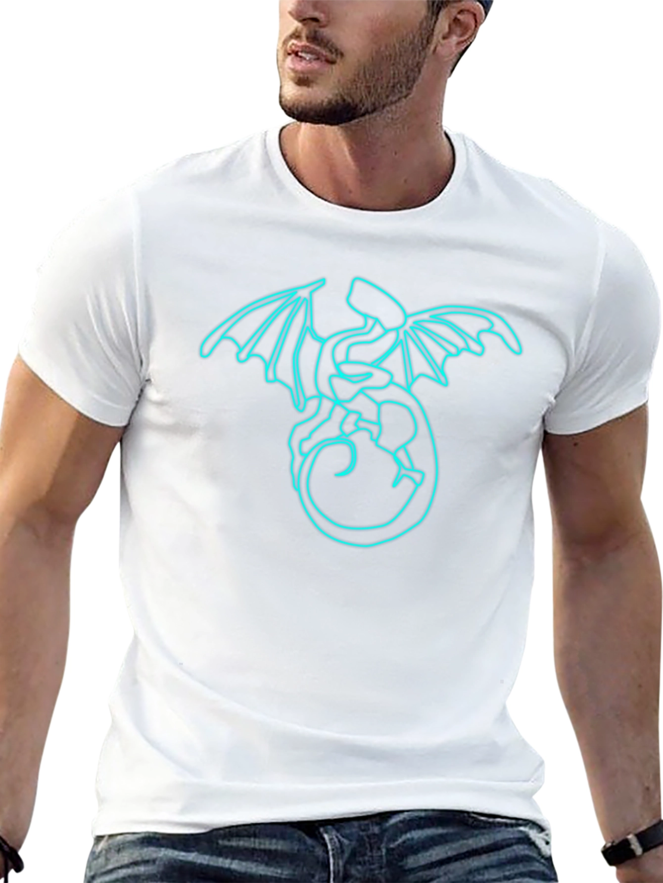 Neon Dragon Graphic Tee - Mens Black T-Shirt
