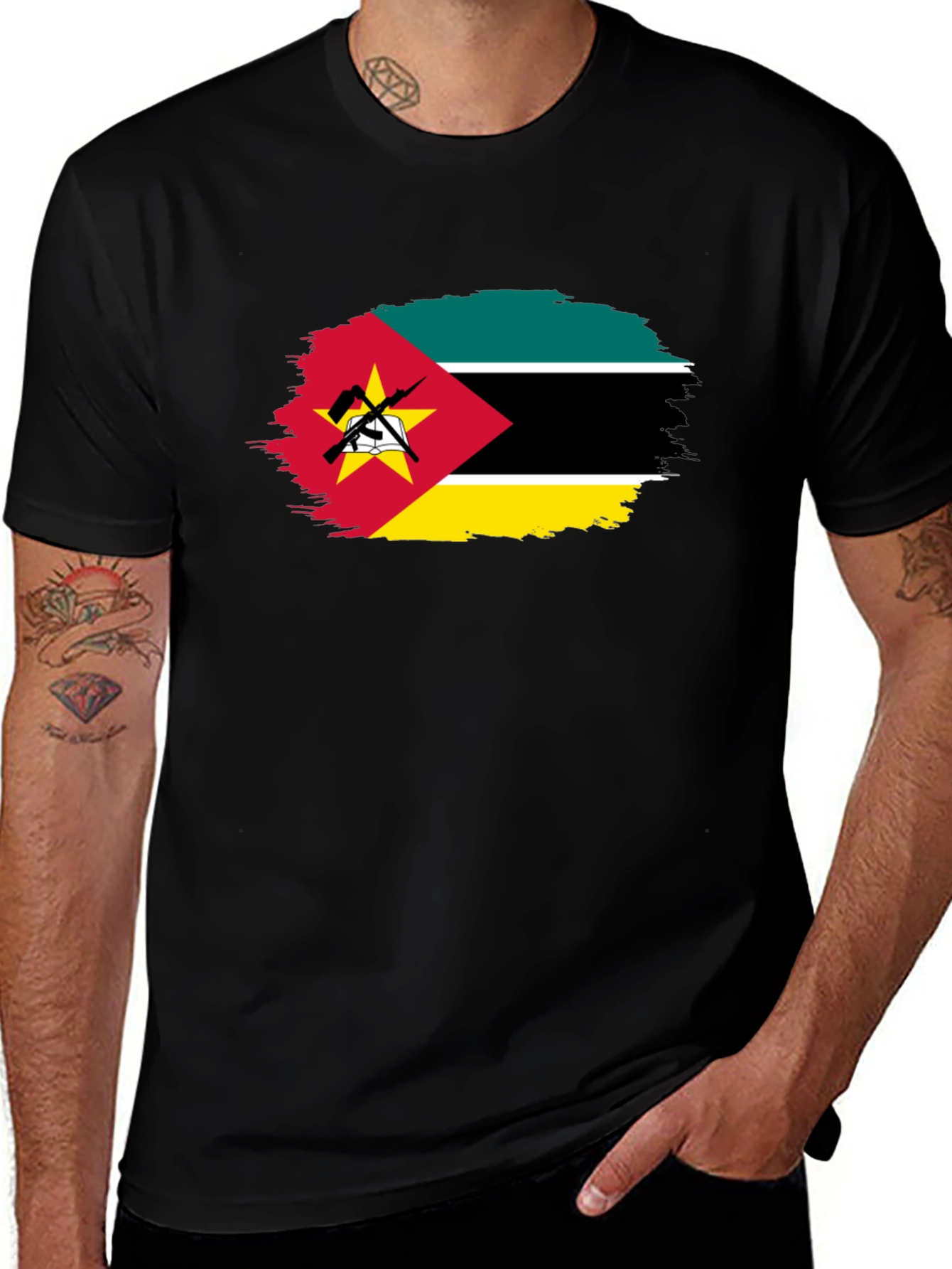 Mozambique Flag T-Shirt - Distressed Graphic Tee