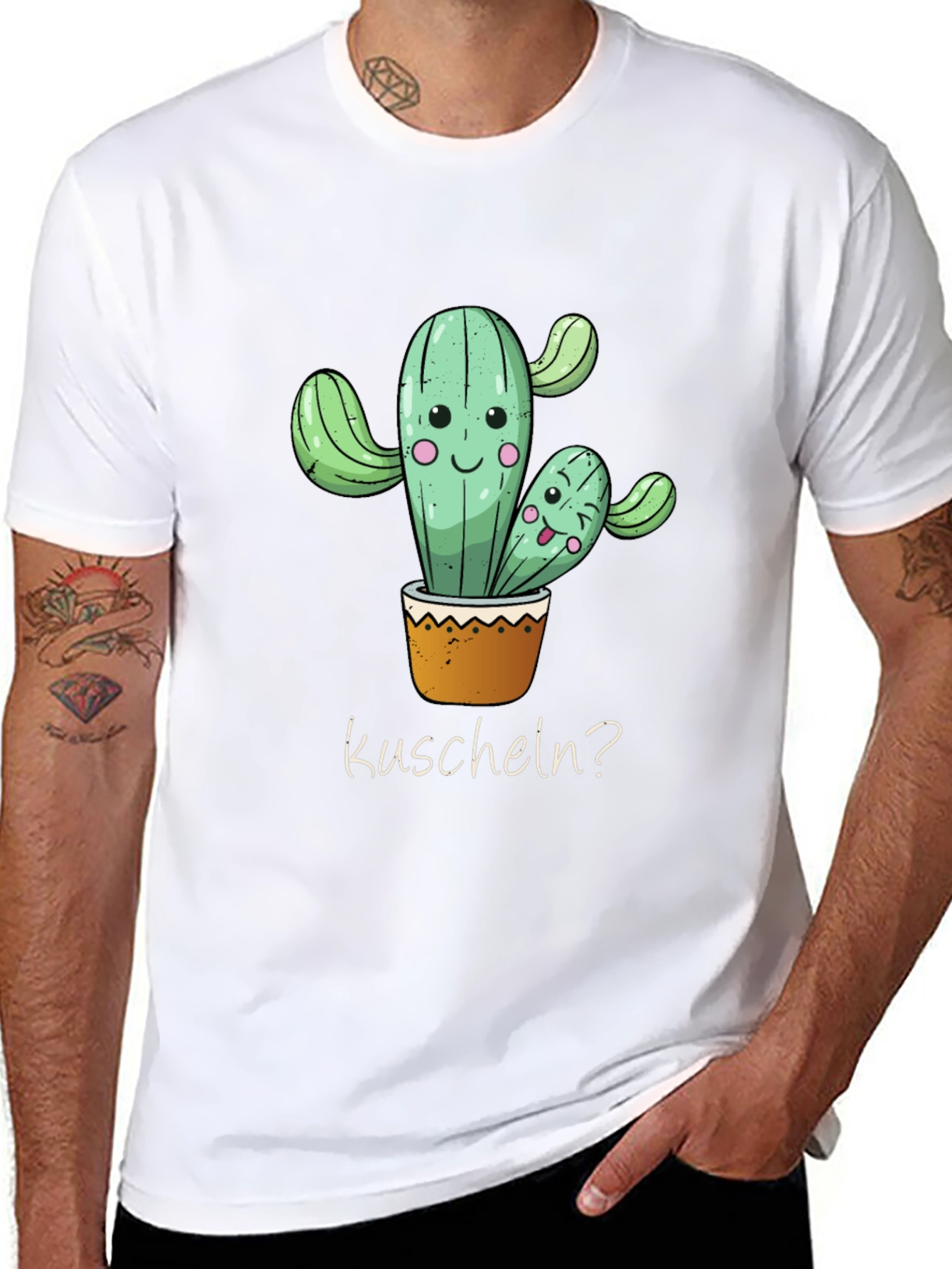 Cactus Hug T-Shirt -  Kuscheln? - Soft Black Tee