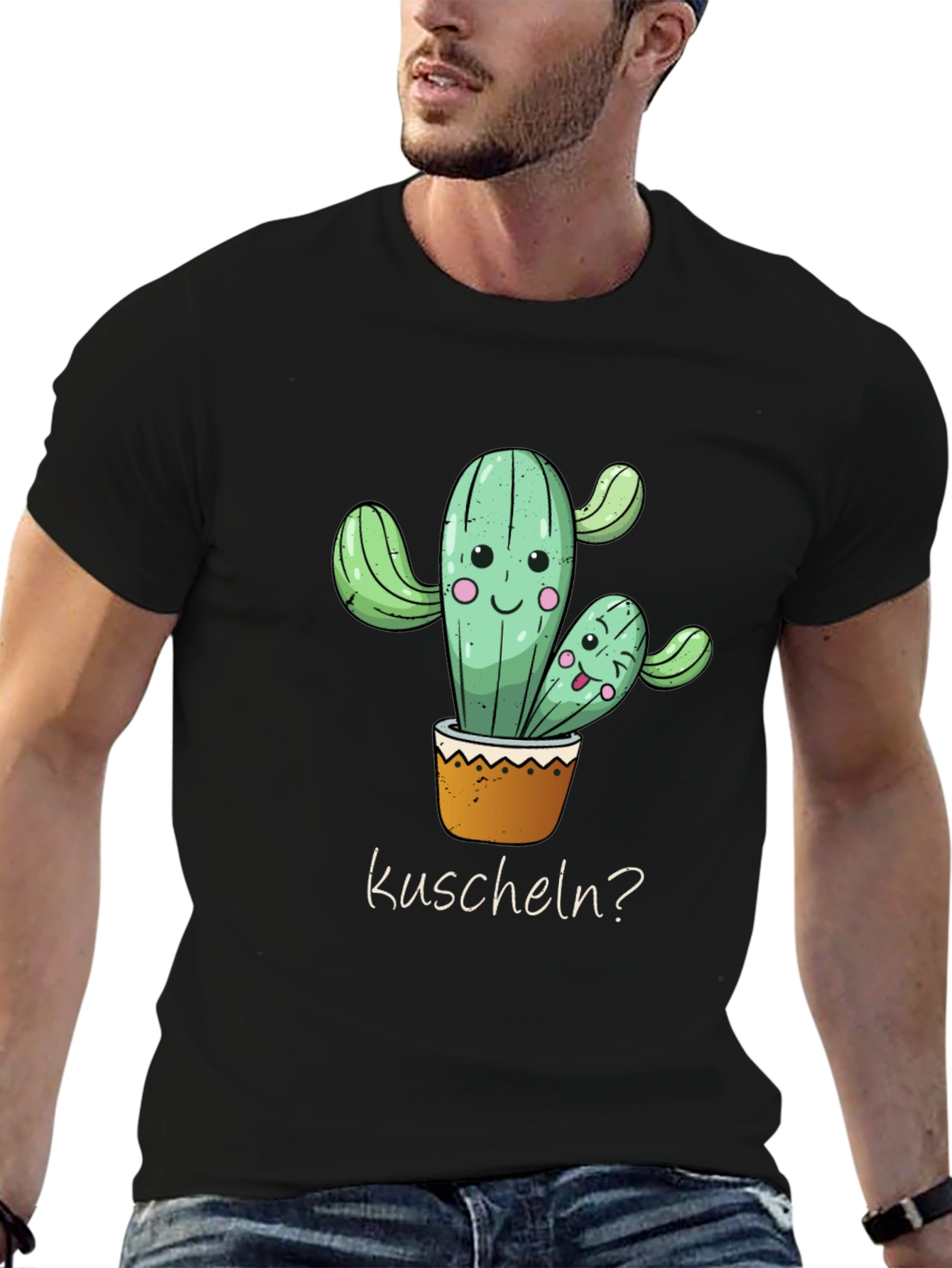 Cactus Hug T-Shirt -  Kuscheln? - Soft Black Tee