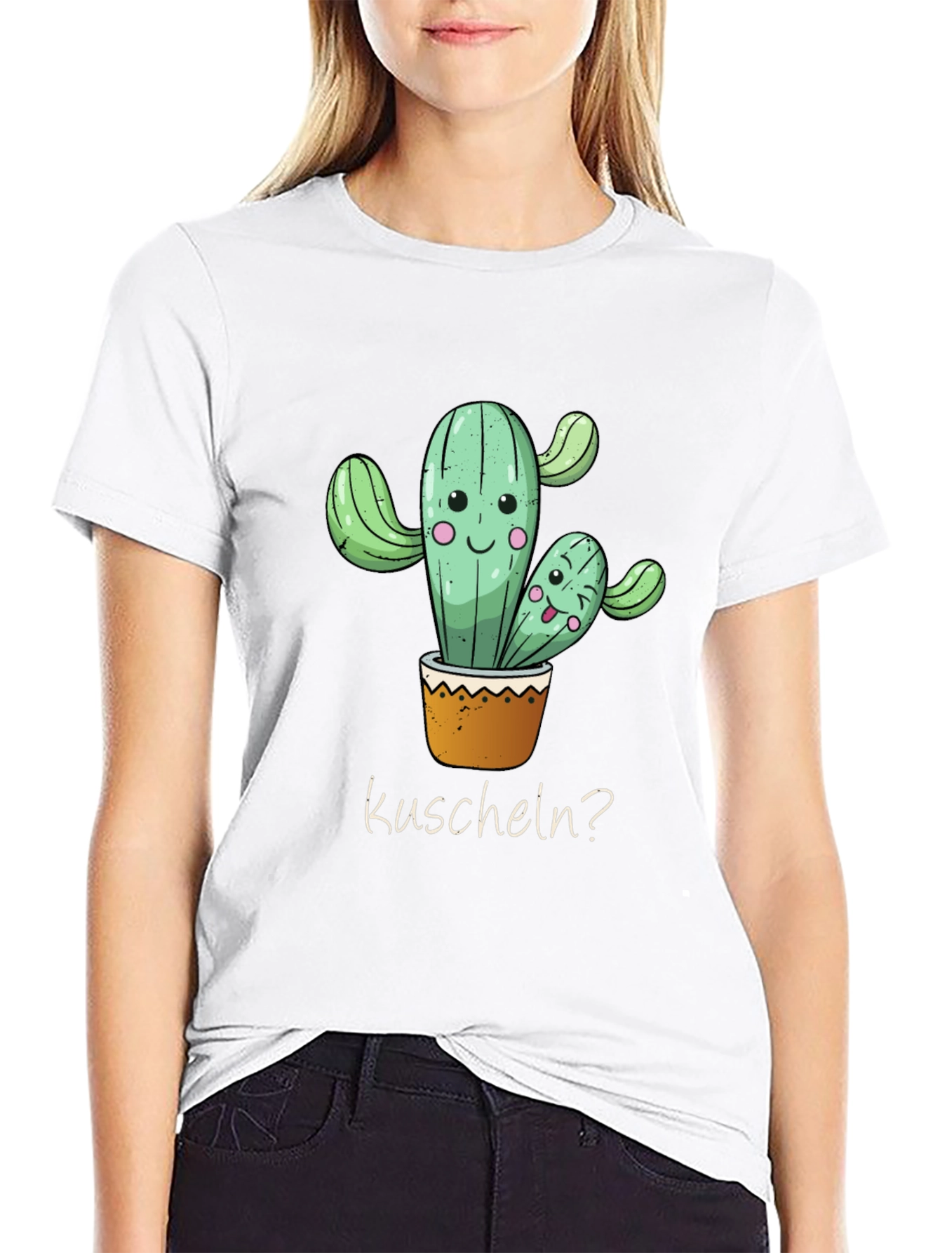 Cactus Hug T-Shirt -  Kuscheln? - Soft Black Tee