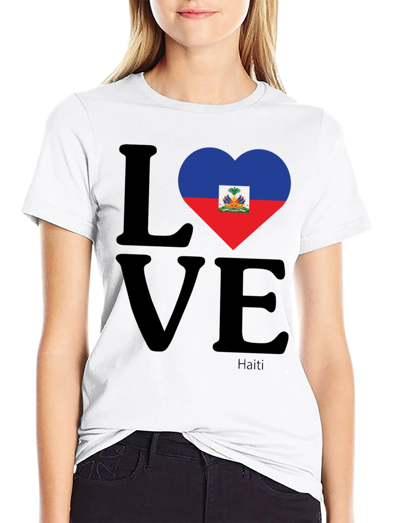 Haiti Flag Heart LOVE T-Shirt