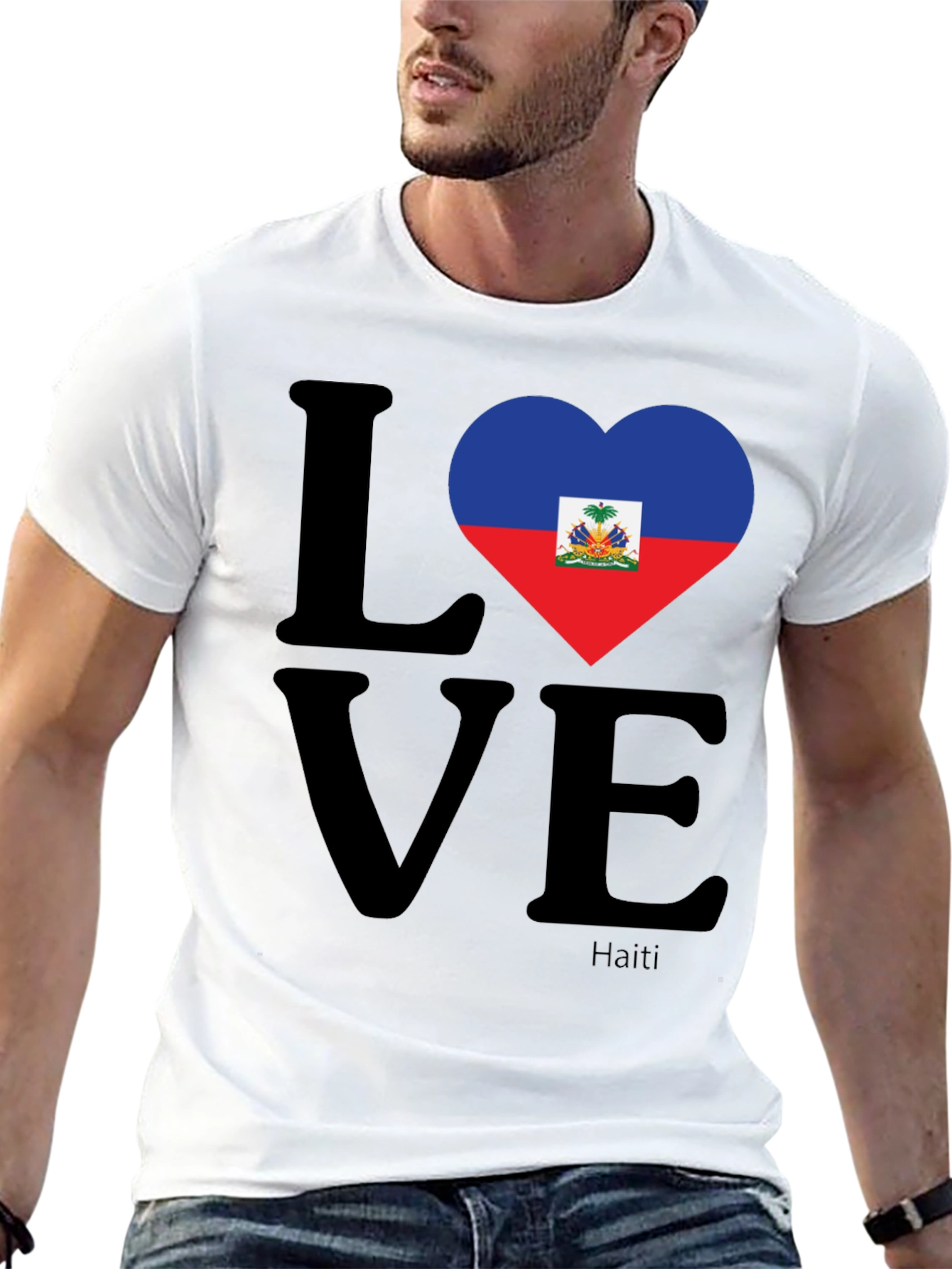 Haiti Flag Heart LOVE T-Shirt
