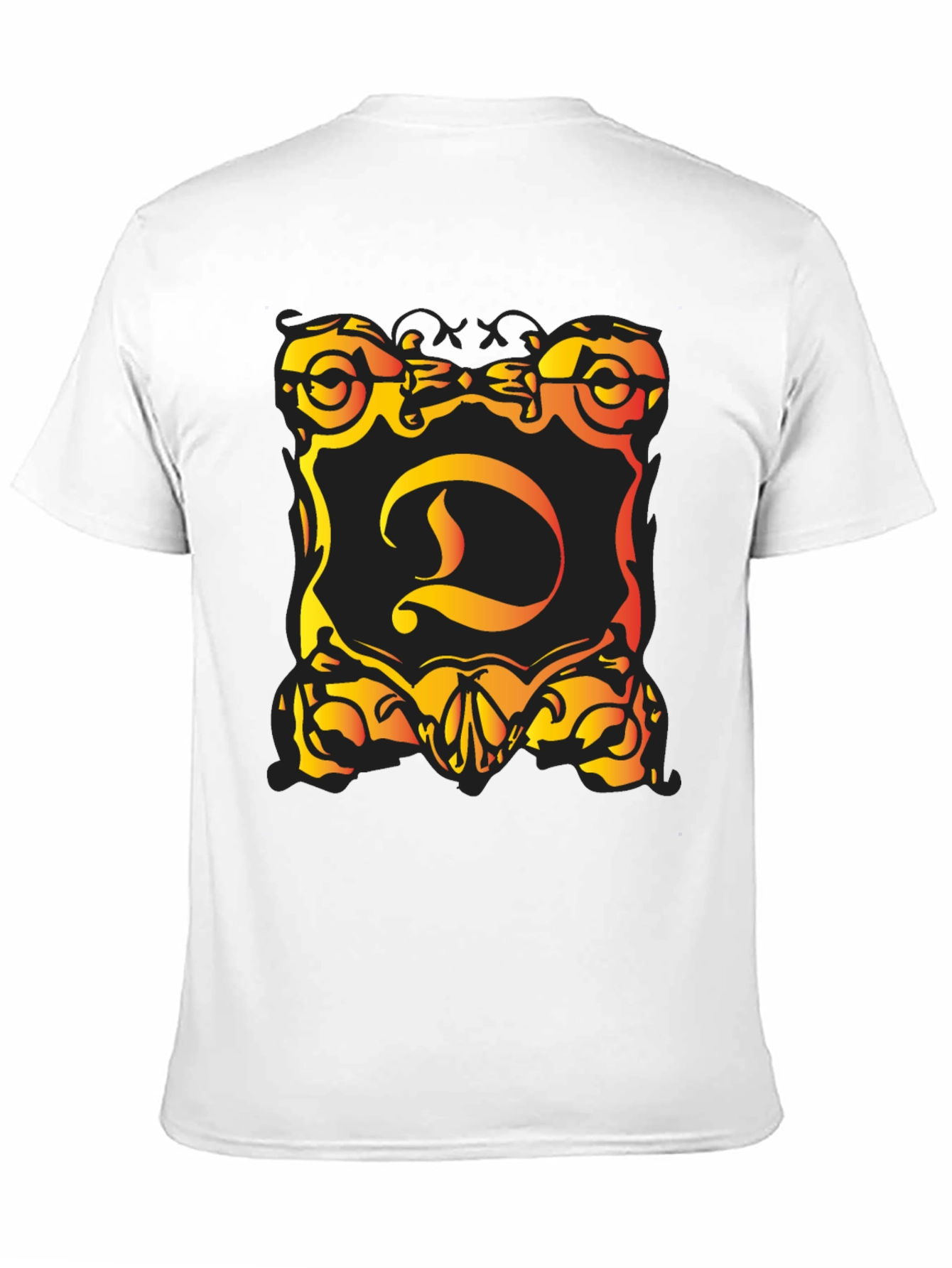 Ornate Letter D Shield Graphic Black T-Shirt