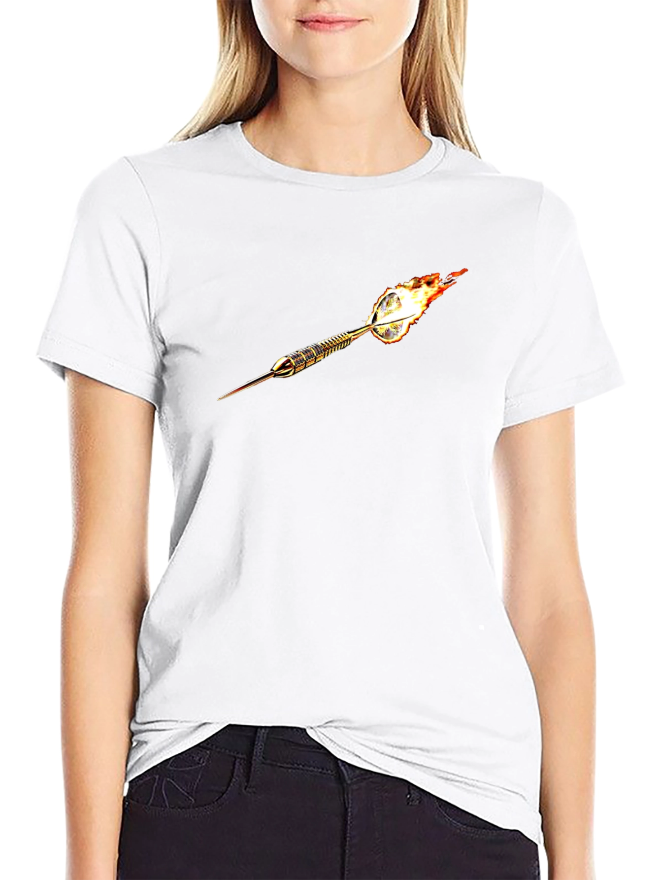 Flaming Dart Graphic Tee - Cool Black T-Shirt