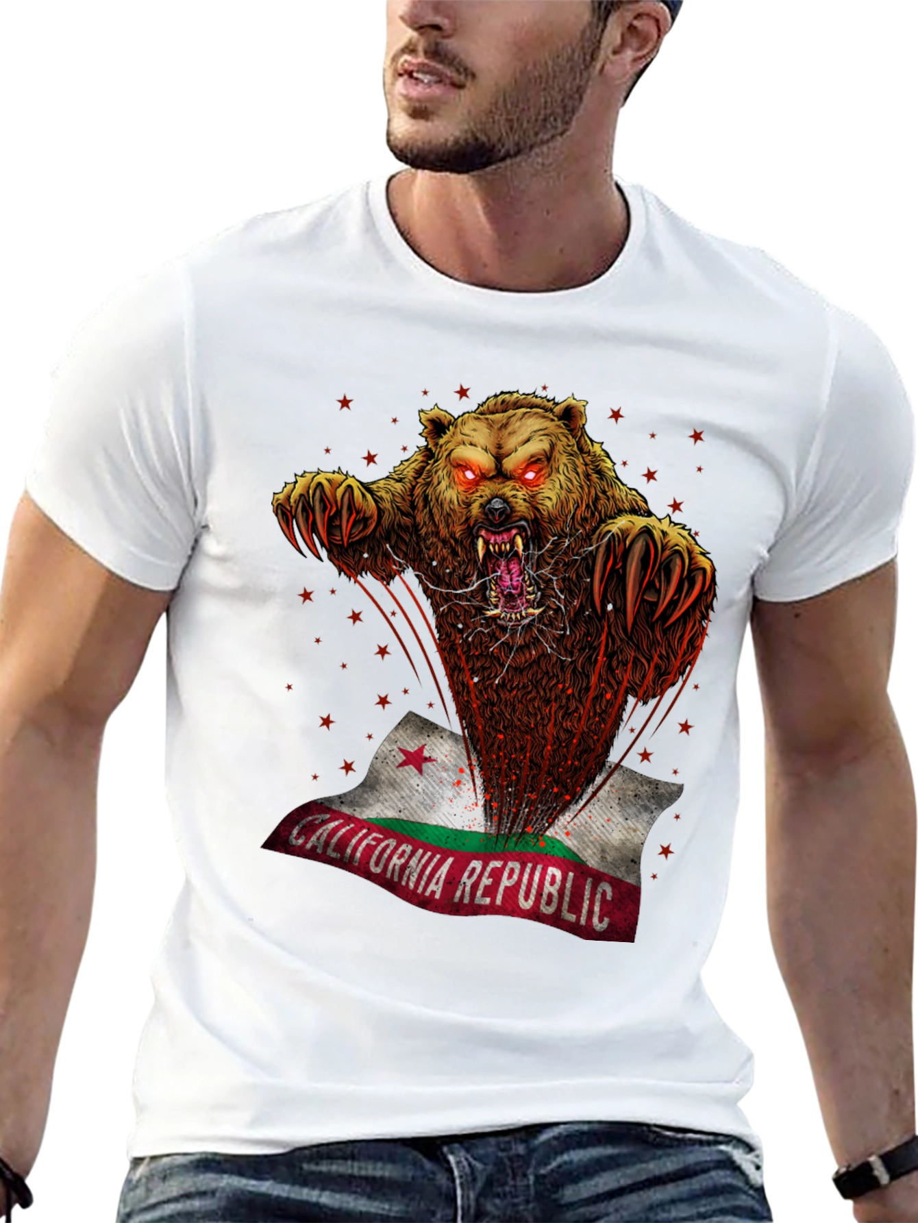 California Republic Bear Graphic T-Shirt