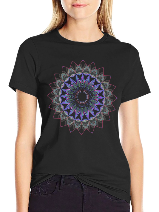 Geometric Mandala Graphic T-Shirt - Black