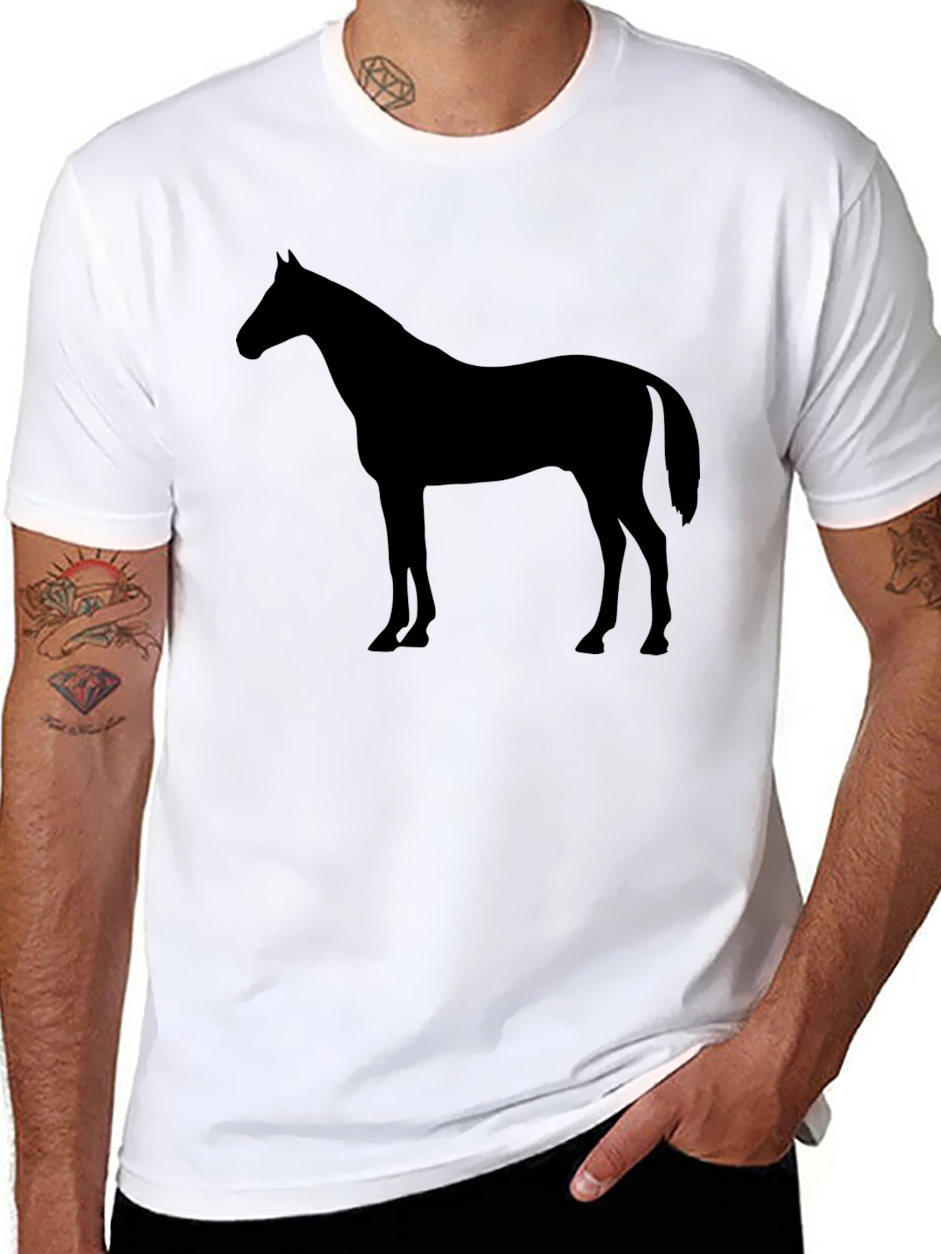 Black Horse Graphic T-Shirt - Stylish Mens Tee