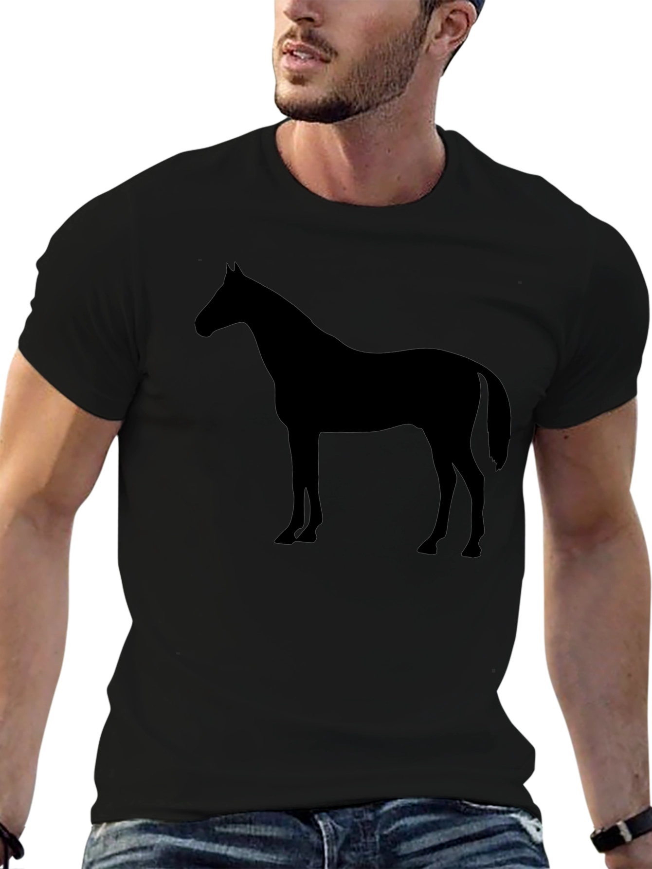 Black Horse Graphic T-Shirt - Stylish Mens Tee