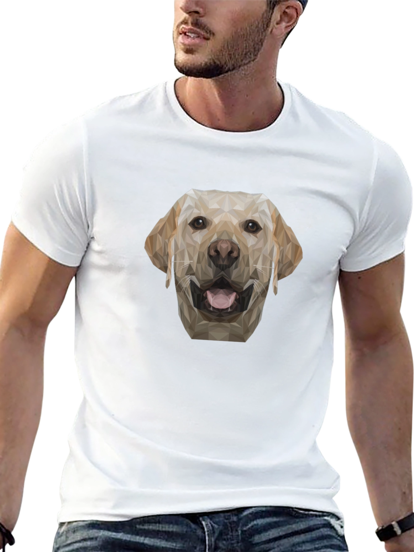 Geometric Dog Graphic Tee - Black