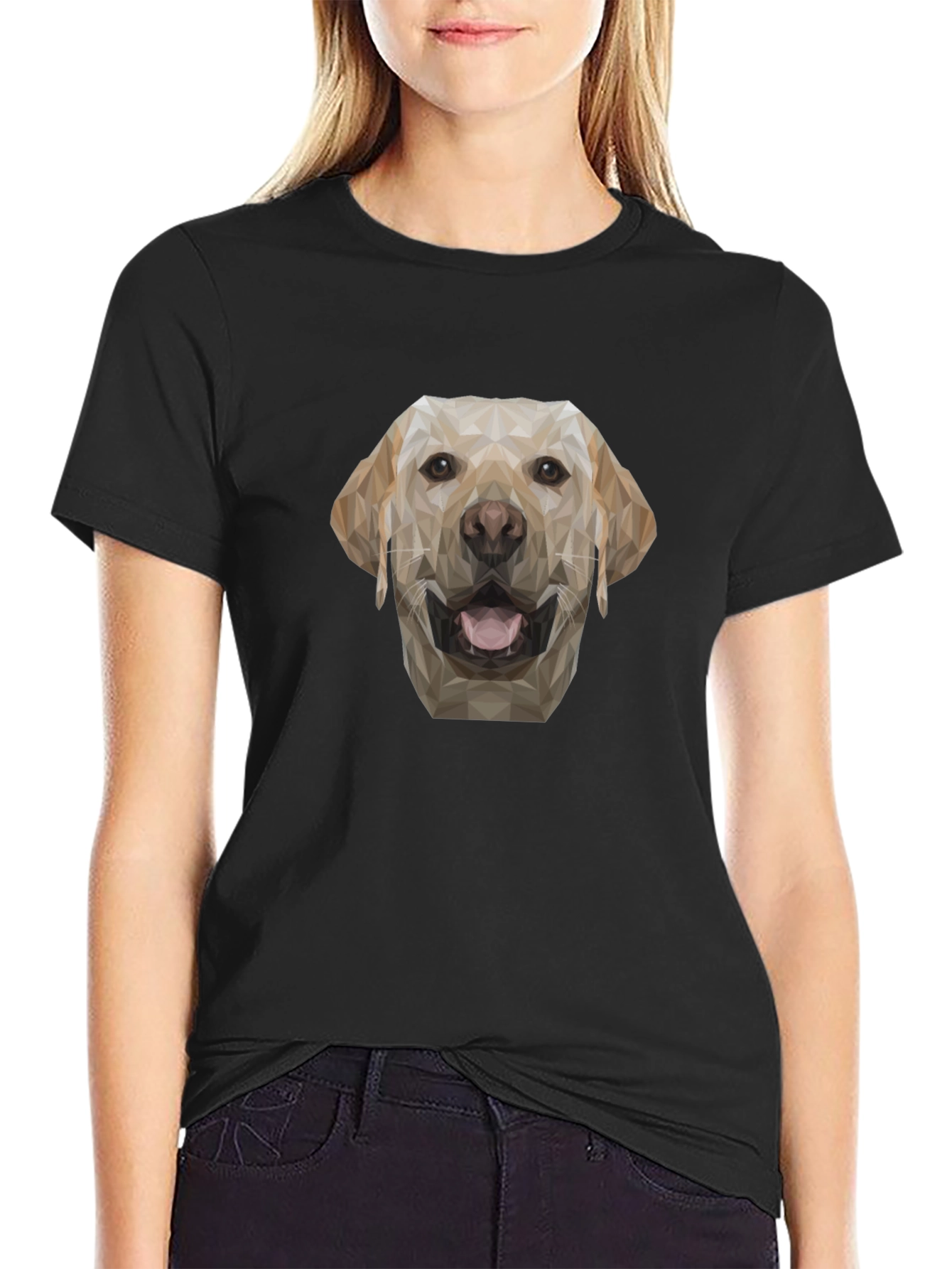 Geometric Dog Graphic Tee - Black
